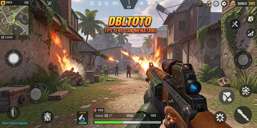 Screenshot DBLTOTO menampilkan aksi tempur yang intens dalam game TPS.