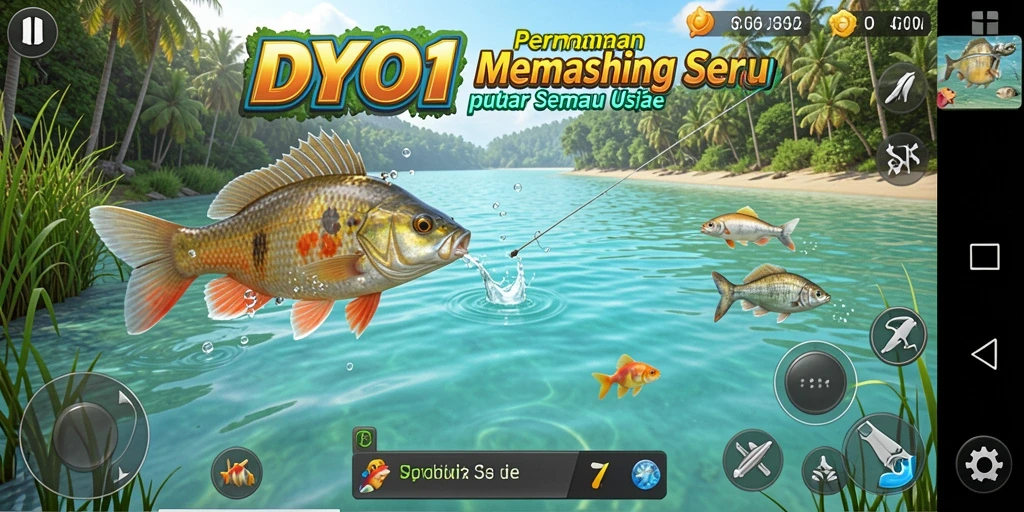 Tampilan gameplay DYO1 yang menampilkan pengalaman memancing yang menakjubkan.