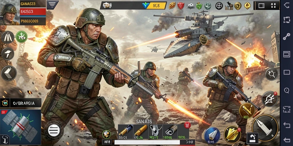 Tangkapan layar gameplay GANAS33 menunjukkan pertempuran epik antar kerajaan.
