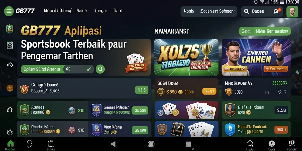 Tangkapan layar menunjukkan antarmuka GB777 dengan berbagai pilihan taruhan olahraga.
