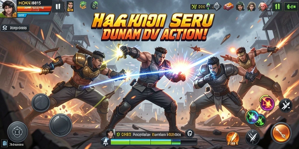 Tangkapan layar gameplay HOKI8815 menampilkan aksi pertarungan yang intens.