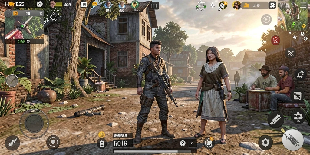 Tampilan gameplay menarik di HOYE55 menunjukkan kehidupan karakter.