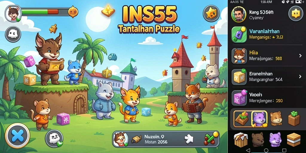 Screenshot gameplay INS55 menunjukkan tantangan teka-teki yang menarik.