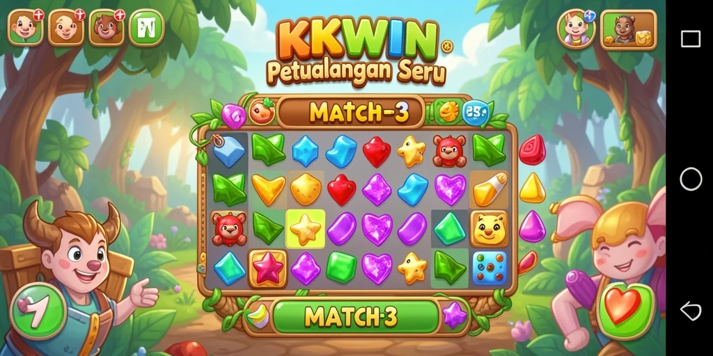 Tampilan gameplay KKWIN dengan permata berwarna-warni yang menantang.