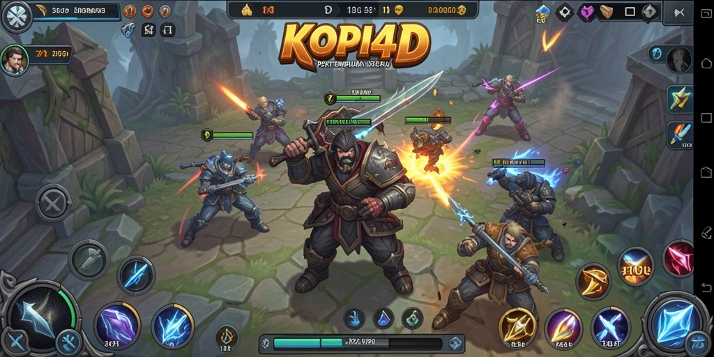 Gameplay seru di KOPI4D dengan pertarungan tim yang dinamis.