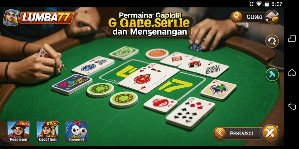 Screenshot gameplay seru dari LUMBA77 yang menampilkan permainan Gaple.