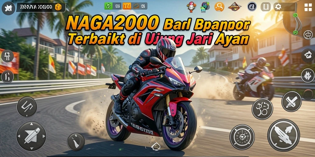 Gameplay NAGA2000 yang seru dan mendebarkan saat balapan motor.