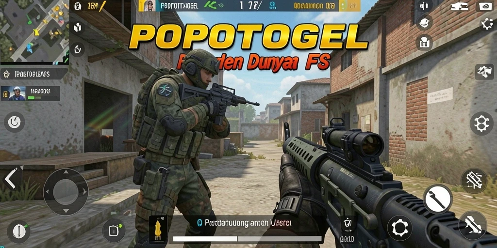 Screenshot gameplay POPOTOGEL menampilkan aksi seru pertempuran FPS.