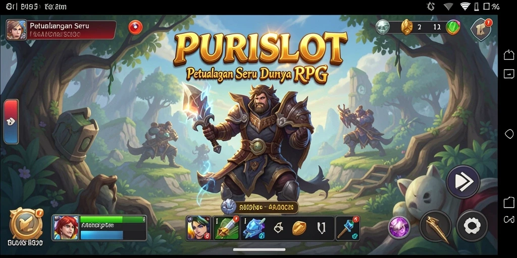 Tampilan gameplay <strong>PURISLOT</strong> menunjukkan pertarungan seru dengan karakter unik.