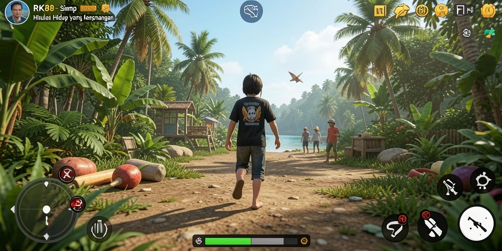 Tampilan interaktif dari gameplay RK88 yang seru dan menantang.