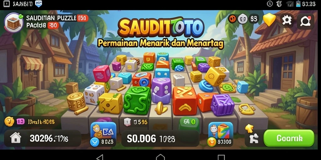 Tampilan screenshot SAUDITOTO menunjukkan gameplay Puzzle yang mendebarkan.