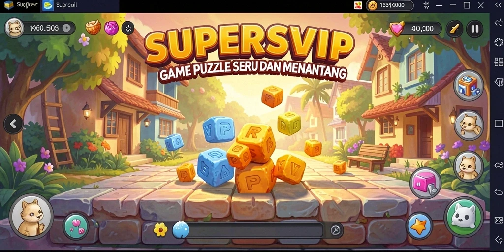 Tangkapan layar SUPERSVIP menunjukkan gameplay Puzzle yang menarik dan penuh warna.