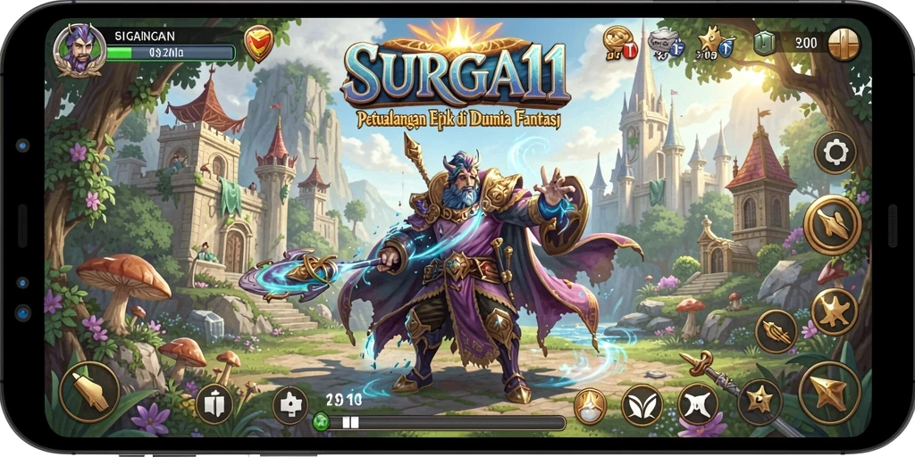 Screenshot menunjukkan aksi mendebarkan dalam permainan RPG SURGA11.