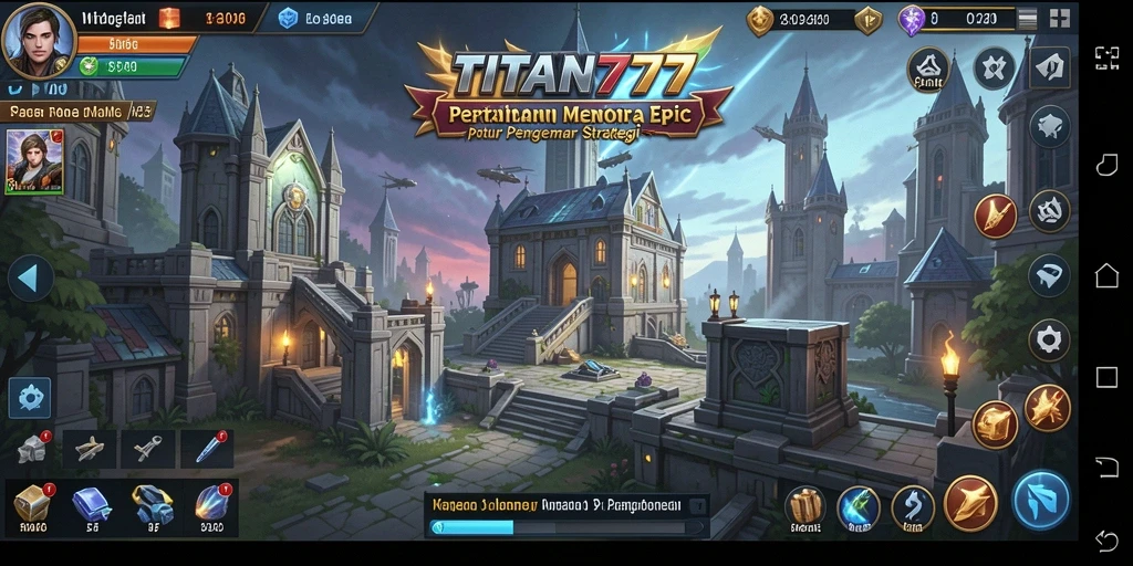 Tampilan utama gameplay TITAN777 menampilkan pertempuran menara yang mendebarkan.