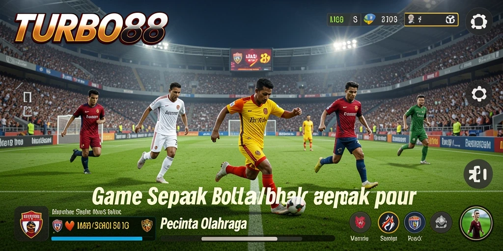 Screenshot tampilan gameplay TURBO88 yang penuh aksi sepak bola.