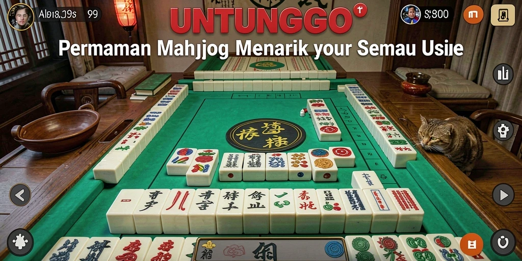 Tampilan gameplay UNTUNGGO menampilkan papan Mahjong yang menarik dan interaktif.